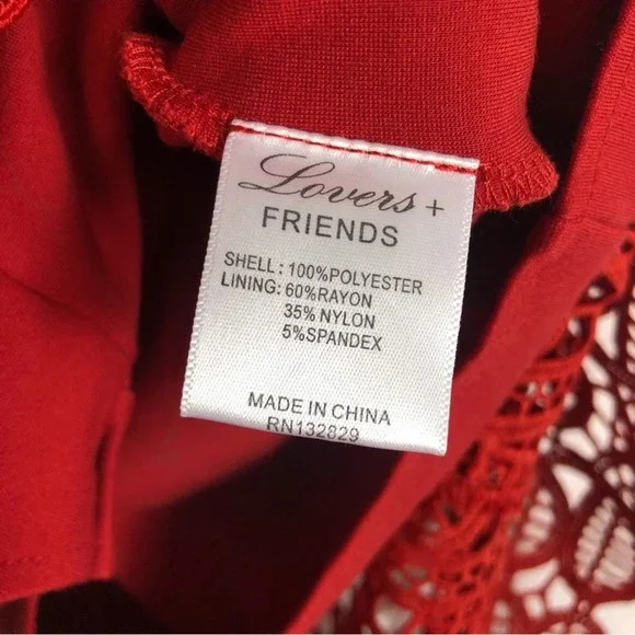Lovers + Friends Lace Blush Red Crochet Open Back Cocktail Midi Dress Medium - Picture 6 of 15